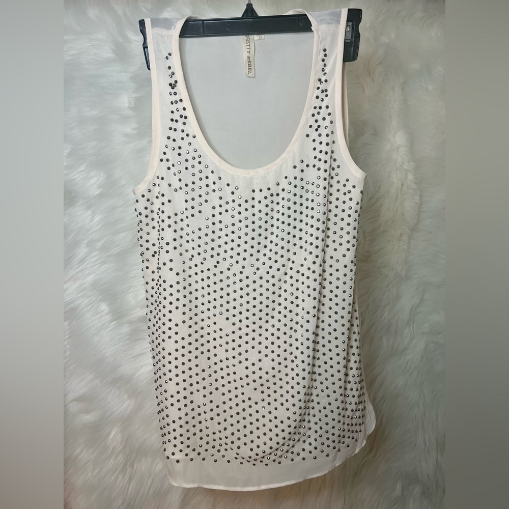 Pretty Rebel. Beige Tank with Sparkles.